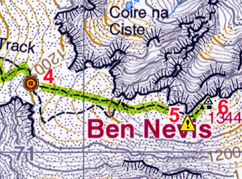 Three Peaks Challenge map Ben Nevis summit