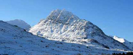 Tryfan showing the Heather Terrace  in winter